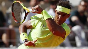 Spain's Rafael Nadal in action during his fourth round match against Argentina's Juan Ignacio Londero.(REUTERS) Spain's Rafael Nadal in action during his fourth round match against Argentina's Juan Ignacio Londero.(REUTERS)