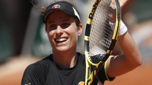 Britain's Johanna Konta greets the crowd after winning her fourth round match against Croatia's Donna Vekic.(REUTERS) Britain's Johanna Konta greets the crowd after winning her fourth round match against Croatia's Donna Vekic.(REUTERS)
