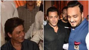 Shah Rukh Khan and Salman Khan at Baba Siddique’s iftar party. Shah Rukh Khan and Salman Khan at Baba Siddique’s iftar party.