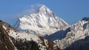 Pithoragarh’s district magistrate, Vijay Kumar Jogdande, said the bodies were sighted at a height of about 5,000 metres close to another unscaled peak two hours after the chopper took off to the mountaineer group’s last location.(REUTERS) Pithoragarh’s district magistrate, Vijay Kumar Jogdande, said the bodies were sighted at a height of about 5,000 metres close to another unscaled peak two hours after the chopper took off to the mountaineer group’s last location.(REUTERS)