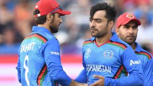 File image of Rashid Khan celebrating a wicket.(AFP) File image of Rashid Khan celebrating a wicket.(AFP)