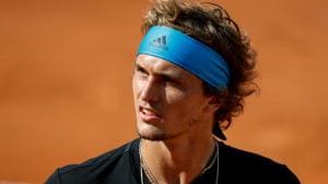 Germany's Alexander Zverev reacts during his men's singles fourth round match against Italy's Fabio Fognini.(AFP) Germany's Alexander Zverev reacts during his men's singles fourth round match against Italy's Fabio Fognini.(AFP)