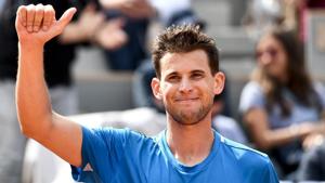 Austria's Dominic Thiem celebrates after winning against France's Gael Monfils.(AFP) Austria's Dominic Thiem celebrates after winning against France's Gael Monfils.(AFP)