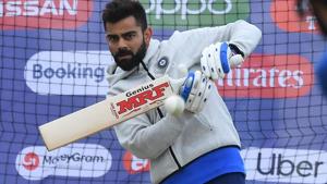 India's captain Virat Kohli bats in the nets during a training session at the Rose Bowl in Southampton.(AFP) India's captain Virat Kohli bats in the nets during a training session at the Rose Bowl in Southampton.(AFP)