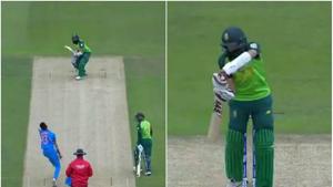 Jasprit Bumrah dismisses Hashim Amla to get his maiden World Cup wicket.(Screen Grab) Jasprit Bumrah dismisses Hashim Amla to get his maiden World Cup wicket.(Screen Grab)