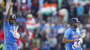 Southampton: India's Rohit Sharma, right, celebrates with teammate India's Hardik Pandya after India defeating South Africa by 6 wickets during their Cricket World Cup match at the Southampton, Wednesday, June 5, 2019. AP/PTI(AP6_5_2019_000261B)(AP) Southampton: India's Rohit Sharma, right, celebrates with teammate India's Hardik Pandya after India defeating South Africa by 6 wickets during their Cricket World Cup match at the Southampton, Wednesday, June 5, 2019. AP/PTI(AP6_5_2019_000261B)(AP)