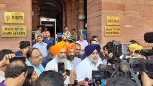 Sukhbir Singh Badal interacting with media after calling upon Home Minister Amit Shah on June 6, 2019 in New Delhi . Sukhbir Singh Badal interacting with media after calling upon Home Minister Amit Shah on June 6, 2019 in New Delhi .