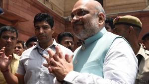 Amit Shah, as a member of Rajya Sabha, Shah was allocated 11, Akbar Road in central Delhi.(Sonu Mehta/HT PHOTO) Amit Shah, as a member of Rajya Sabha, Shah was allocated 11, Akbar Road in central Delhi.(Sonu Mehta/HT PHOTO)