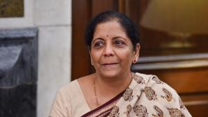 Newly-appointed Finance Minister Nirmala Sitharaman reacts emotionally as she takes charge of the Finance Ministry at North Block, in New Delhi.(PTI) Newly-appointed Finance Minister Nirmala Sitharaman reacts emotionally as she takes charge of the Finance Ministry at North Block, in New Delhi.(PTI)