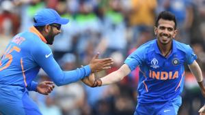 India's Yuzvendra Chahal (R) celebrates with teammates after dismissing South Africa's Rassie van der Dussen for 22 during the 2019 Cricket World Cup group stage match between South Africa and India at the Rose Bowl in Southampton, southern England, on June 5, 2019.(AFP) India's Yuzvendra Chahal (R) celebrates with teammates after dismissing South Africa's Rassie van der Dussen for 22 during the 2019 Cricket World Cup group stage match between South Africa and India at the Rose Bowl in Southampton, southern England, on June 5, 2019.(AFP)