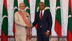 PM Narendra Modi has been conferred with Maldives’ highest honour accorded to foreign dignitaries.(Twitter/ PIB_India) PM Narendra Modi has been conferred with Maldives’ highest honour accorded to foreign dignitaries.(Twitter/ PIB_India)