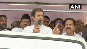 Congress president Rahul Gandhi during a roadshow in Kalpetta, Wayanad on Saturday.(ANI) Congress president Rahul Gandhi during a roadshow in Kalpetta, Wayanad on Saturday.(ANI)