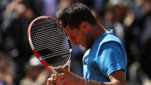 Austria's Dominic Thiem celebrates after his semifinal match against Serbia's Novak Djokovic.(REUTERS) Austria's Dominic Thiem celebrates after his semifinal match against Serbia's Novak Djokovic.(REUTERS)
