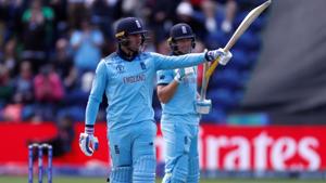 England's Jason Roy celebrates reaching 150 runs.(Action Images via Reuters) England's Jason Roy celebrates reaching 150 runs.(Action Images via Reuters)