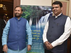 Union minister Prakash Javadekar and chief minister Devendra Fadnavis met in Mumbai.(Anshuman Poyrekar/HT Photo) Union minister Prakash Javadekar and chief minister Devendra Fadnavis met in Mumbai.(Anshuman Poyrekar/HT Photo)