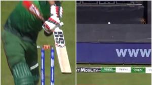 Jofra Archer clean bowls Soumya Sarkar and the ball lands over the ropes.(screen grabs) Jofra Archer clean bowls Soumya Sarkar and the ball lands over the ropes.(screen grabs)