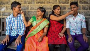 (From left) Siddhanath Hazare, Ushabai Jagtap, Jyoti Kamathi, Pawankumar Gorantala celebrating their success at Saraswati Vidya Mandir (night school) on Bajirao road.(Sanket Wankhade/HT PHOTO) (From left) Siddhanath Hazare, Ushabai Jagtap, Jyoti Kamathi, Pawankumar Gorantala celebrating their success at Saraswati Vidya Mandir (night school) on Bajirao road.(Sanket Wankhade/HT PHOTO)