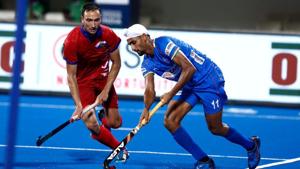India rout Uzbekistan 10-0 in FIH Series Finals.(Twitter) India rout Uzbekistan 10-0 in FIH Series Finals.(Twitter)
