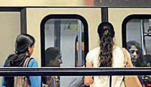 Women waiting Metro train arrive their destination at Noida Sector 15.(Sonu Mehta/ Hindustan Times) Women waiting Metro train arrive their destination at Noida Sector 15.(Sonu Mehta/ Hindustan Times)