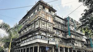 The building’s fate is undecided. A report from Indian Institute of Technology – Bombay, which inspected the structure, says that the cast-iron frame is irreparably damaged and the building will have to be demolished.(Kunal Patil/HT Photo) The building’s fate is undecided. A report from Indian Institute of Technology – Bombay, which inspected the structure, says that the cast-iron frame is irreparably damaged and the building will have to be demolished.(Kunal Patil/HT Photo)