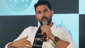 Indian cricketer Yuvraj Singh speaks during a news conference.(AFP)