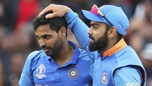 File image of India captain Virat Kohli and pacer Bhuvneshwar Kumar.(AP) File image of India captain Virat Kohli and pacer Bhuvneshwar Kumar.(AP)