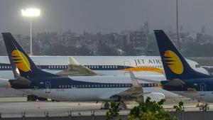 Jet shares, which had shed nearly 69% in one year as of Monday’s close, slumped as much as 14.8% to an all-time low of 106.3 rupees.(PTI File Photo) Jet shares, which had shed nearly 69% in one year as of Monday’s close, slumped as much as 14.8% to an all-time low of 106.3 rupees.(PTI File Photo)