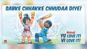 While some Twitter users praised Yuvraj Singh, others appreciated the brand’s creativity.(Twitter/@Amul_Coop) While some Twitter users praised Yuvraj Singh, others appreciated the brand’s creativity.(Twitter/@Amul_Coop)