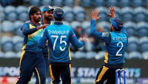 FILE PHOTO: Cricket - ICC Cricket World Cup - Afghanistan v Sri Lanka - Cardiff Wales Stadium, Cardiff, Britain - June 4, 2019 Sri Lanka's Nuwan Pradeep and team mates celebrate the wicket of Afghanistan's Hashmatullah Shahidi Action Images via Reuters/Andrew Couldridge/File Photo(Action Images via Reuters) FILE PHOTO: Cricket - ICC Cricket World Cup - Afghanistan v Sri Lanka - Cardiff Wales Stadium, Cardiff, Britain - June 4, 2019 Sri Lanka's Nuwan Pradeep and team mates celebrate the wicket of Afghanistan's Hashmatullah Shahidi Action Images via Reuters/Andrew Couldridge/File Photo(Action Images via Reuters)