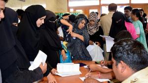 Bengaluru: Muslim investors register their complaints against IMA (I Monetary Advisory) jewellery fraud at a temporary police post set up at Shivajinagar, in Bengaluru, Wednesday, June 12, 2019.(PTI File Photo) Bengaluru: Muslim investors register their complaints against IMA (I Monetary Advisory) jewellery fraud at a temporary police post set up at Shivajinagar, in Bengaluru, Wednesday, June 12, 2019.(PTI File Photo)