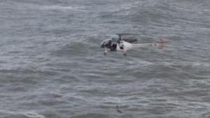 A 26-year-old army officer who slipped off the rocks and fell into the choppy sea was rescued by a coast guard helicopter on Thursday(Coast Guard) A 26-year-old army officer who slipped off the rocks and fell into the choppy sea was rescued by a coast guard helicopter on Thursday(Coast Guard)