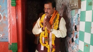 Maurya was in Ayodhya to attend the closing ceremony of the nine-day birthday celebrations of Mahant Nritya Gopal Das, head of the Ram Janmabhoomi Nyas. (Photo by @kp maurya1/Twitter) Maurya was in Ayodhya to attend the closing ceremony of the nine-day birthday celebrations of Mahant Nritya Gopal Das, head of the Ram Janmabhoomi Nyas. (Photo by @kp maurya1/Twitter)