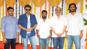 Venkatesh with the makers of Virataparvam. Venkatesh with the makers of Virataparvam.