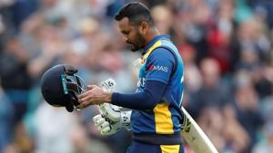 Sri Lanka's Dimuth Karunaratne looks dejected as he walks off the pitch after being caught out by Glenn Maxwell.(Action Images via Reuters) Sri Lanka's Dimuth Karunaratne looks dejected as he walks off the pitch after being caught out by Glenn Maxwell.(Action Images via Reuters)