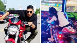 On Father’s Day, Akshay Kumar posted a collage of his daughter Nitara and himself driving bikes.(Instagram) On Father’s Day, Akshay Kumar posted a collage of his daughter Nitara and himself driving bikes.(Instagram)