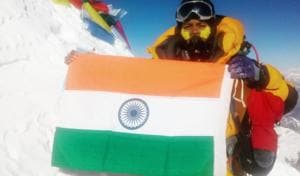 Mountaineer Priyanka Mohite at the Mt Makalu, the fifth-highest peak in the world. Mountaineer Priyanka Mohite at the Mt Makalu, the fifth-highest peak in the world.