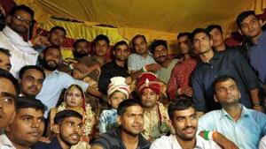 Shashikala had lost her brother several months ago, but when she got married a few days ago, she had 50 brothers giving her a unique bidayee from her parents’ home.(HT Photo) Shashikala had lost her brother several months ago, but when she got married a few days ago, she had 50 brothers giving her a unique bidayee from her parents’ home.(HT Photo)