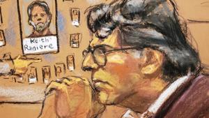 Nxivm leader Keith Raniere, facing charges including racketeering, sex trafficing etc is shown in this courtroom sketch in US Federal Court in New York.(REUTERS) Nxivm leader Keith Raniere, facing charges including racketeering, sex trafficing etc is shown in this courtroom sketch in US Federal Court in New York.(REUTERS)