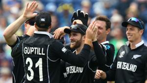 File image of players of New Zealand cricket team celebrating after the fall of a wicket.(AFP) File image of players of New Zealand cricket team celebrating after the fall of a wicket.(AFP)