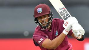 West Indies' Shai Hope plays the ball during the 2019 Cricket World Cup group stage match between West Indies and Bangladesh at The County Ground in Taunton(AFP) West Indies' Shai Hope plays the ball during the 2019 Cricket World Cup group stage match between West Indies and Bangladesh at The County Ground in Taunton(AFP)