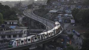 The Mumbai Metropolitan Region Development Authority (MMRDA) on Monday said that track-laying for two Metro lines – Metro-2A (Dahisar-DN Nagar) and Metro-7 (Dahisar East-Andheri East) – has started on the Link Road and the Western Express Highway (WEH). (Kunal Patil/Hindustan Times) The Mumbai Metropolitan Region Development Authority (MMRDA) on Monday said that track-laying for two Metro lines – Metro-2A (Dahisar-DN Nagar) and Metro-7 (Dahisar East-Andheri East) – has started on the Link Road and the Western Express Highway (WEH). (Kunal Patil/Hindustan Times)