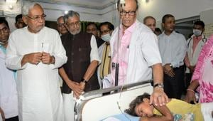 Bihar Chief Minister Nitish Kumar visits Shri Krishna Medical College and Hospital (SKMCH) to review the situation prevailing due to Acute Encephalitis Syndrome (AES), in Muzaffarpur, Bihar, on Tuesday, June 18, 2019.((Photo by Santosh Kumar / Hindustan Times)) Bihar Chief Minister Nitish Kumar visits Shri Krishna Medical College and Hospital (SKMCH) to review the situation prevailing due to Acute Encephalitis Syndrome (AES), in Muzaffarpur, Bihar, on Tuesday, June 18, 2019.((Photo by Santosh Kumar / Hindustan Times))