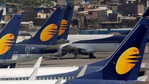 Jet Airways shares lost over half of its value following its lenders’ decision to initiate bankruptcy proceedings against the grounded airline.(Reuters File Photo) Jet Airways shares lost over half of its value following its lenders’ decision to initiate bankruptcy proceedings against the grounded airline.(Reuters File Photo)