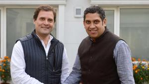 Congress president Rahul Gandhi with the party’s data analytics department chief Praveen Chakravarty.(Photo: Twitter) Congress president Rahul Gandhi with the party’s data analytics department chief Praveen Chakravarty.(Photo: Twitter)