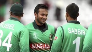 File image of Shakib Al Hasan speaking with Sabbir Rahman after the end of a match.(AP) File image of Shakib Al Hasan speaking with Sabbir Rahman after the end of a match.(AP)