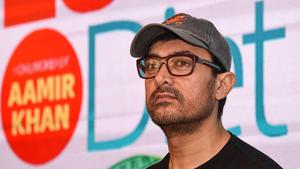 Actor Aamir Khan looks on during the launch of a book about weight loss in Mumbai on March 27, 2019.(AFP) Actor Aamir Khan looks on during the launch of a book about weight loss in Mumbai on March 27, 2019.(AFP)