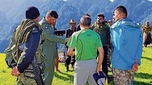 A mountaineering team reached at a location near the crash site of the AN-32 aircraft in West Siang on June 12. (ANI file) A mountaineering team reached at a location near the crash site of the AN-32 aircraft in West Siang on June 12. (ANI file)