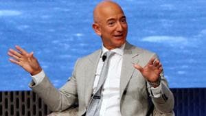 Earlier in May, Bezos unveiled a new Moon-lander called ‘Blue Moon’ along with a smaller rover and spoke about his plans of getting to the Moon by 2024.(REUTERS) Earlier in May, Bezos unveiled a new Moon-lander called ‘Blue Moon’ along with a smaller rover and spoke about his plans of getting to the Moon by 2024.(REUTERS)