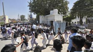 In order to promote Khadi and make children aware of its importance, the state government has decided to introduce Khadi school uniforms. (Photo by Burhaan Kinu/ Hindustan Times) In order to promote Khadi and make children aware of its importance, the state government has decided to introduce Khadi school uniforms. (Photo by Burhaan Kinu/ Hindustan Times)