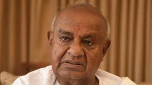 HD Deve Gowda went on to remind the Congress that his son HD Kumaraswamy became chief minister on their insistence, since he had proposed the name of Mallikarjun Kharge as the chief minister.(HT PHOTO) HD Deve Gowda went on to remind the Congress that his son HD Kumaraswamy became chief minister on their insistence, since he had proposed the name of Mallikarjun Kharge as the chief minister.(HT PHOTO)